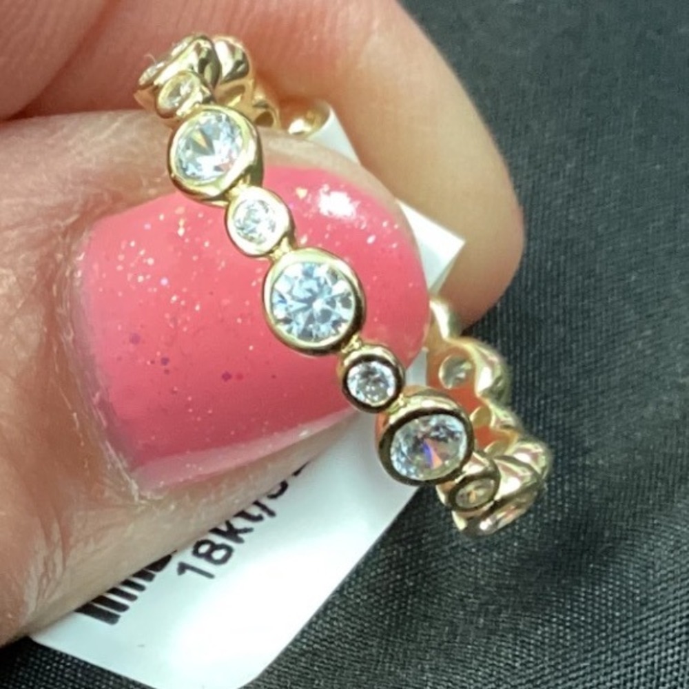 Cillamina Eternity Band Ring Gold‎ Plated Round Cut CZ Size 9